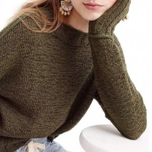 J. Crew #J0959 Erica Wide Rib Crewneck Sweater in Loden Green Size Woman's Small